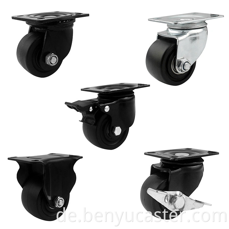 2 "Niedrige Kern -Kern -Kernschuster niedriger Cowboy Universal Casters Nylonrad mit Seitenbremse